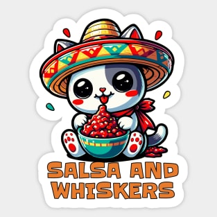 Salsa and Whiskers Cute Kawaii Cat Lover Sticker